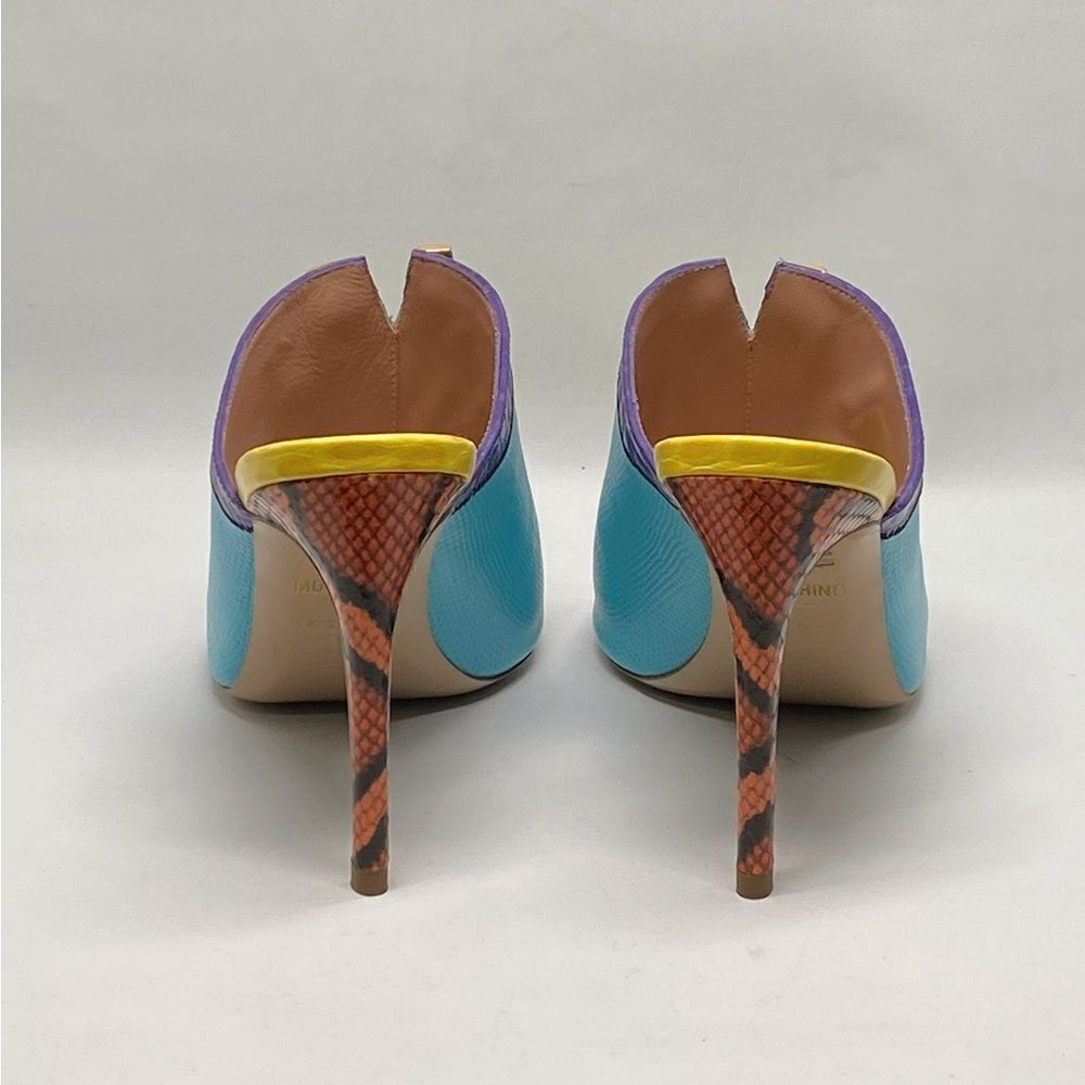 Moschino M Stud Group Patchwork Leather Mule Sand… - image 8